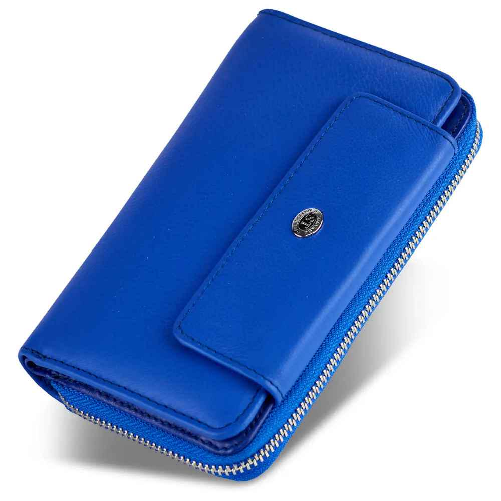 Кошелек из натуральной кожи с ремешком ST Leather ST55-5 Голубой