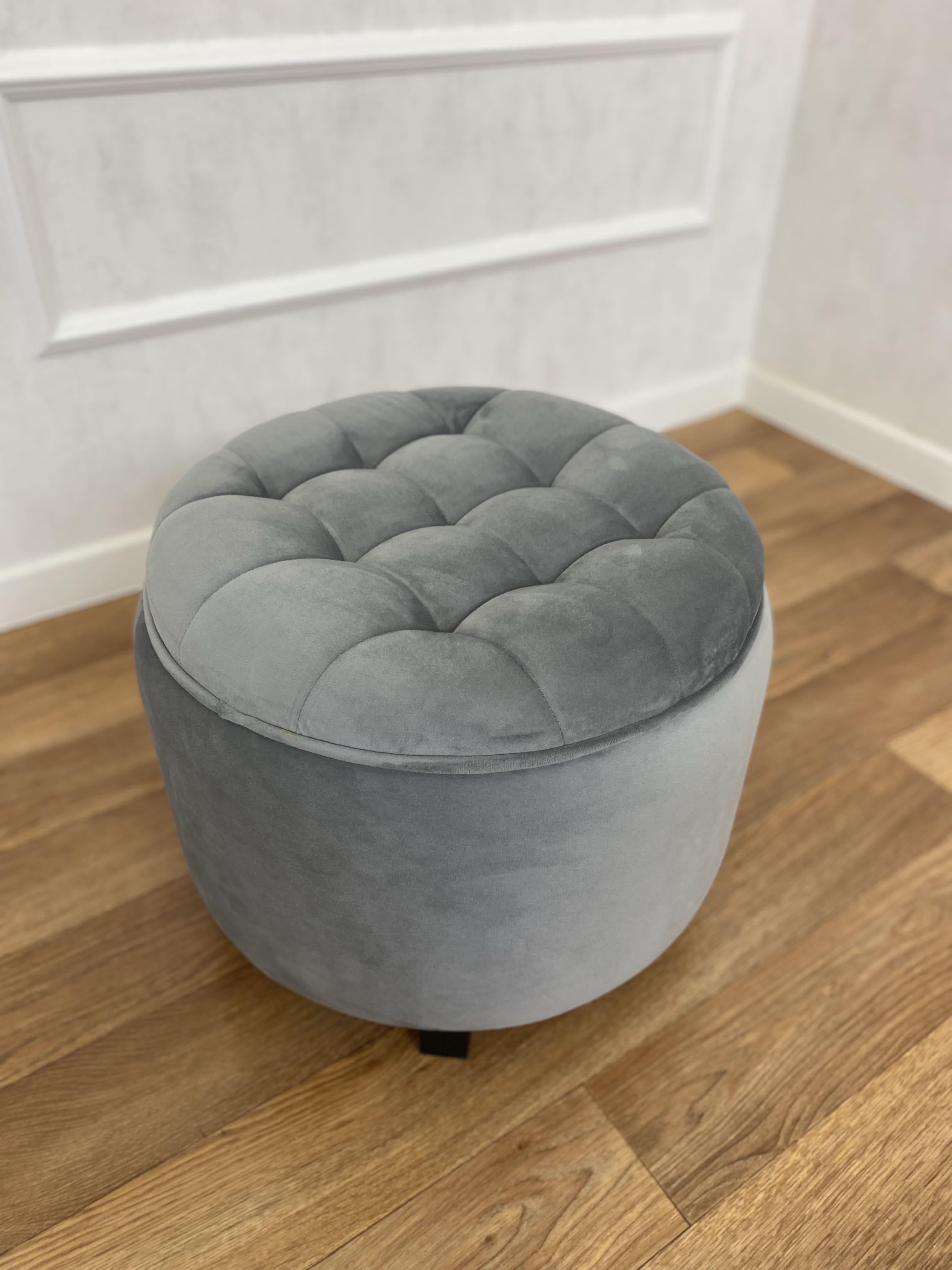 Пуф-банкетка Plump м'який круглий 50x40 см Сірий