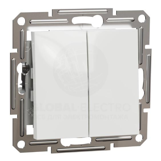 Вимикач двоклавішний Schneider Asfora без рамки Білий (000020451)