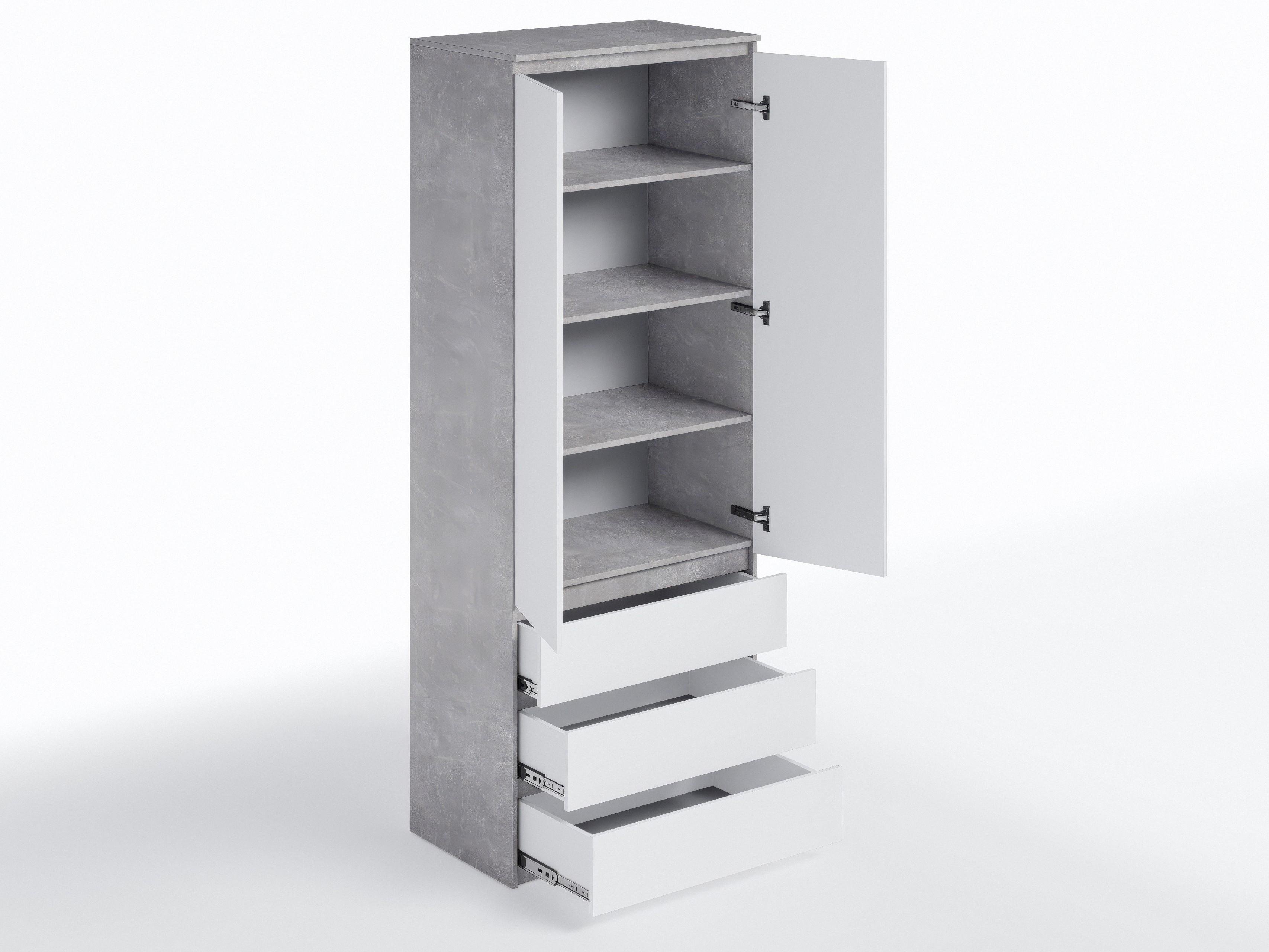 Шкаф с полками и ящиками T-210 803х502х2117 мм Бетон/Белый - фото 2 Шкаф с полками и ящиками T-210 803х502х2117 мм Бетон/Белый - фото 2