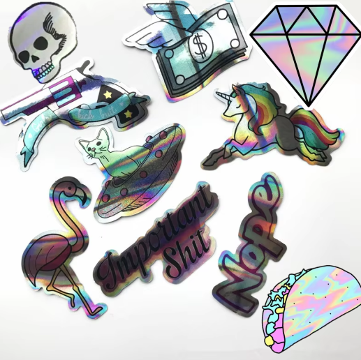 Набор наклеек Имитация металла/Голограма цветная для гаджета/телефона 10 шт. (10107)