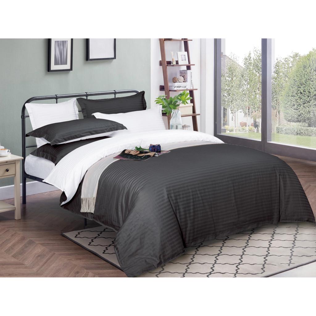 Комплект постельного белья MirSon 30-0012+30-0001 Vevina satin-stripe семейный 160х220 см (215762)