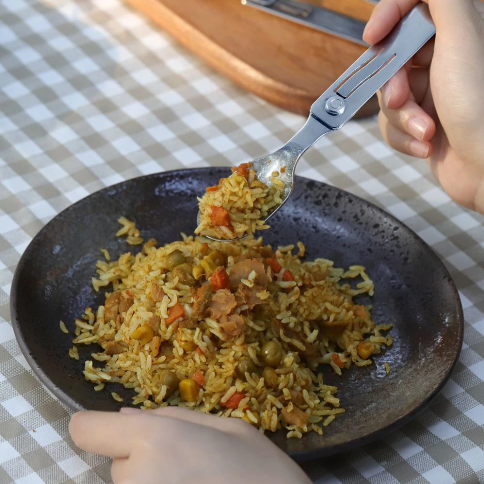 Набір столових приладів Roxon C2 складані ложка і виделка з нержавіючої сталі 2в1 (001046) - фото 6 Набір столових приладів Roxon C2 складані ложка і виделка з нержавіючої сталі 2в1 (001046) - фото 6