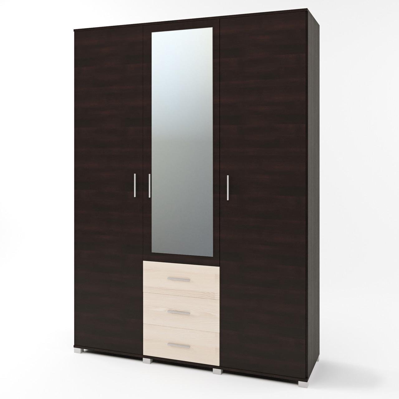 Шкаф распашный большой с зеркалом Еверест Бриз ШП-5 Венге/Дуб молочный (DTM-2482)