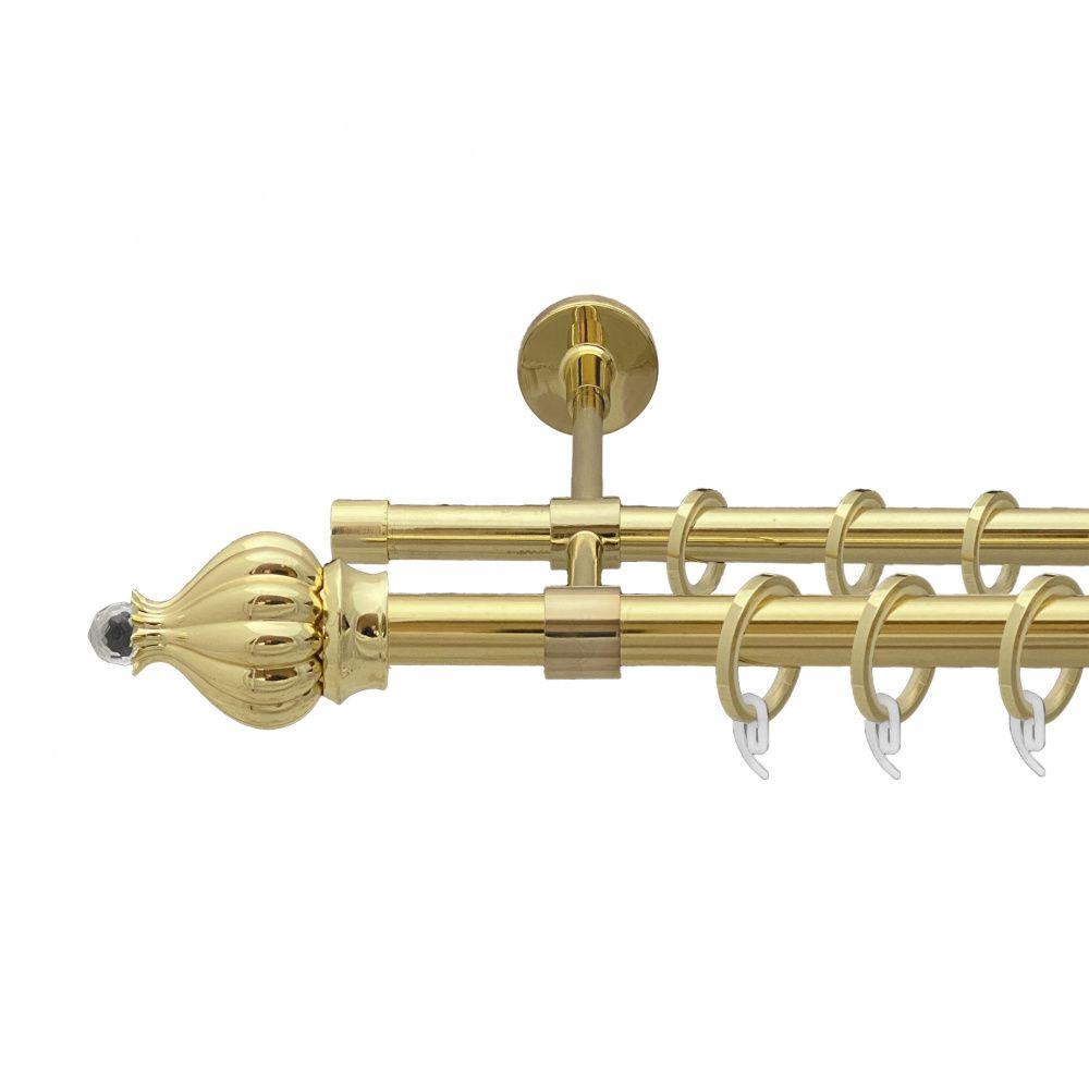 Карниз для штор Orvit Таджа-Кристалл двухрядный гладкий 300 см Золотой (00-00009385)