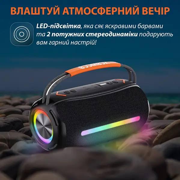 Портативная колонка BOOMSBOX 360 BT/TF/USB/AUX с подсветкой 20 Вт Черный (260678) - фото 5