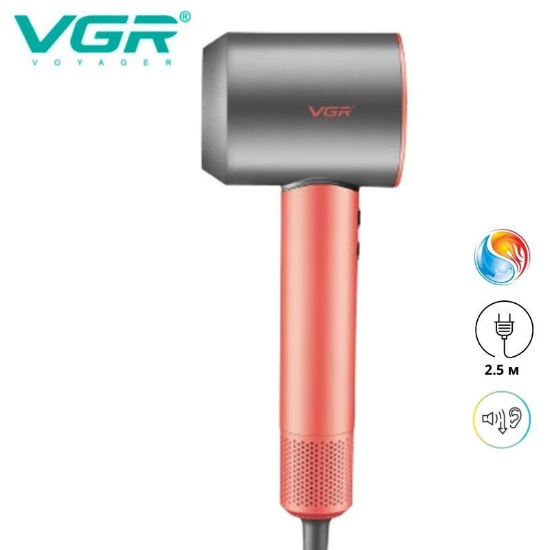 Фен для волос VGR V-440 профессиональный 1400 Вт Orange (tf7292) - фото 2 Фен для волос VGR V-440 профессиональный 1400 Вт Orange (tf7292) - фото 2