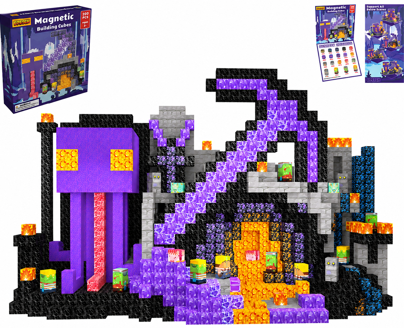 Конструктор магнитный в стиле Minecraft 200 дет. (36974724)