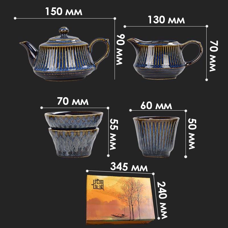 Сервиз для чайной церемонии Lesko CJTZ-447 гайвань пиалы с чайником на 6 персон Blue (2476094198) - фото 5 Сервиз для чайной церемонии Lesko CJTZ-447 гайвань пиалы с чайником на 6 персон Blue (2476094198) - фото 5