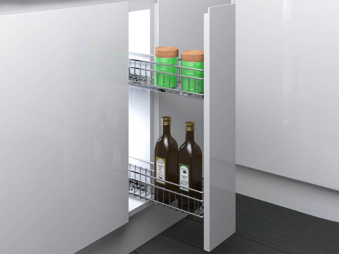 Карго фасад боковое правое крепление с доводчиком INOXA Quadro 2104DY 2 полки 200 мм Хром (110432)