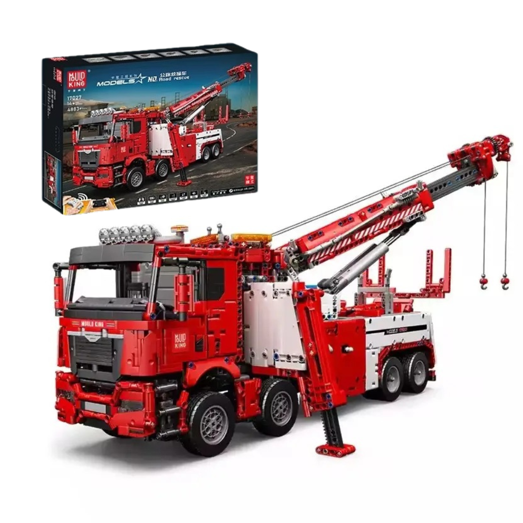 Конструктор Эвакуатор-тягач с краном на дистанционном управлении 4883 детали Красный