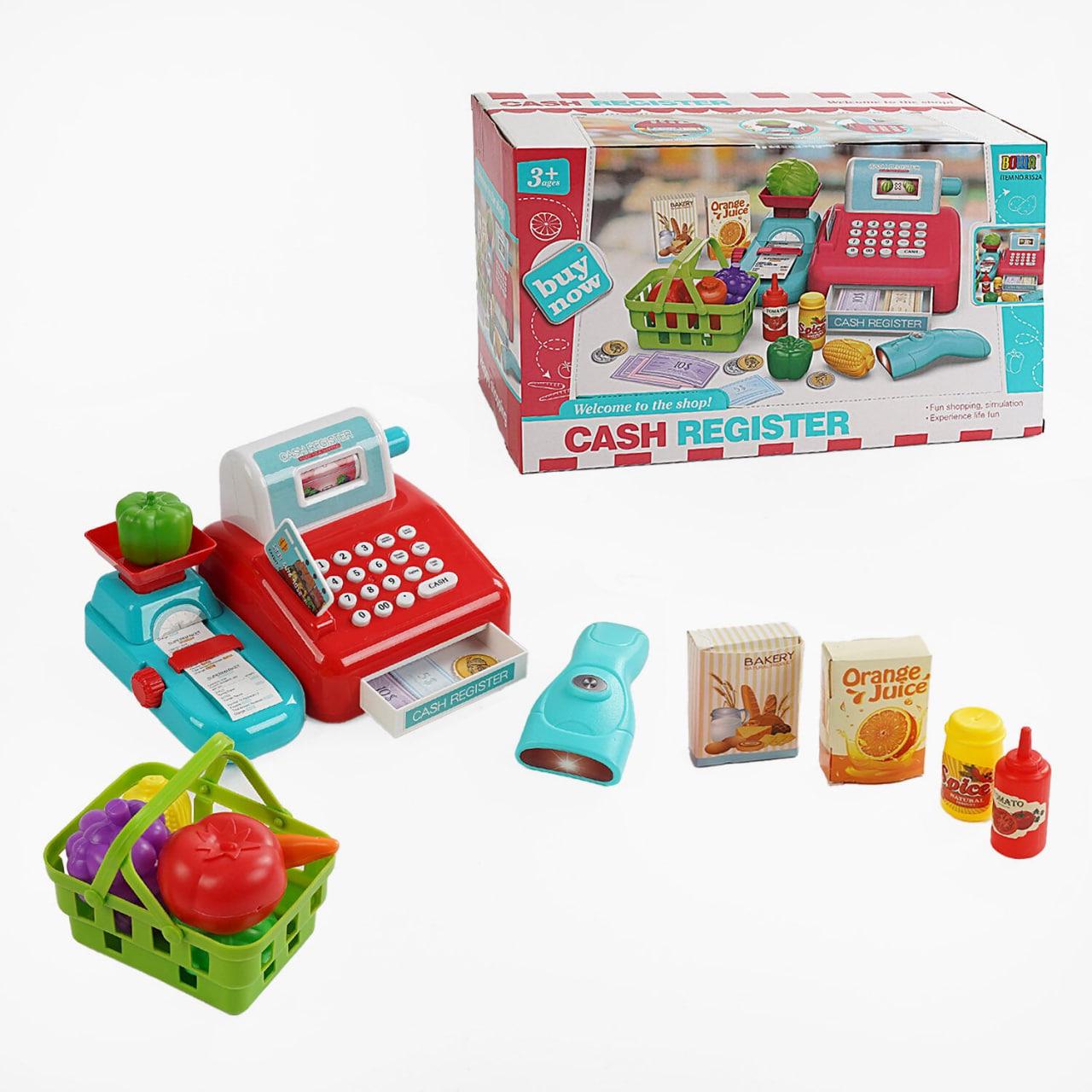 Дитячий касовий апарат з касою/сканером та набором продуктів (88931) Дитячий касовий апарат з касою/сканером та набором продуктів (88931)