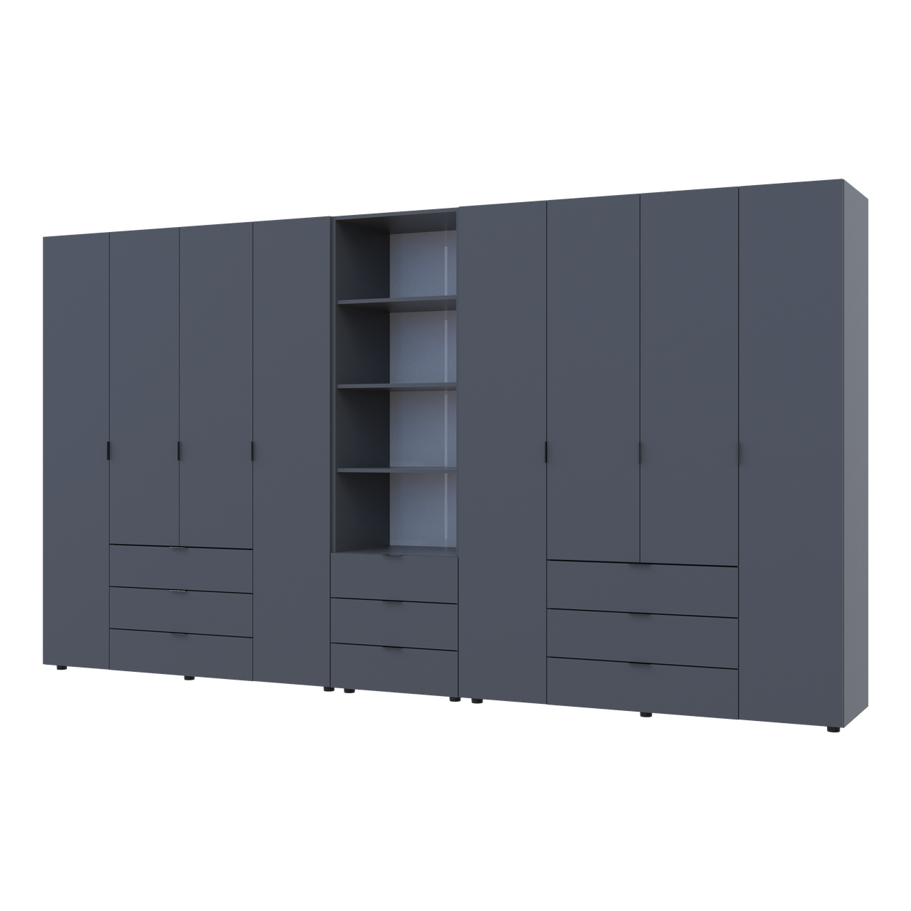 Шкаф для одежды Doros Гелар 4+4 ДСП с пеналом 370х49,5х203,4 см Графит (42005173)