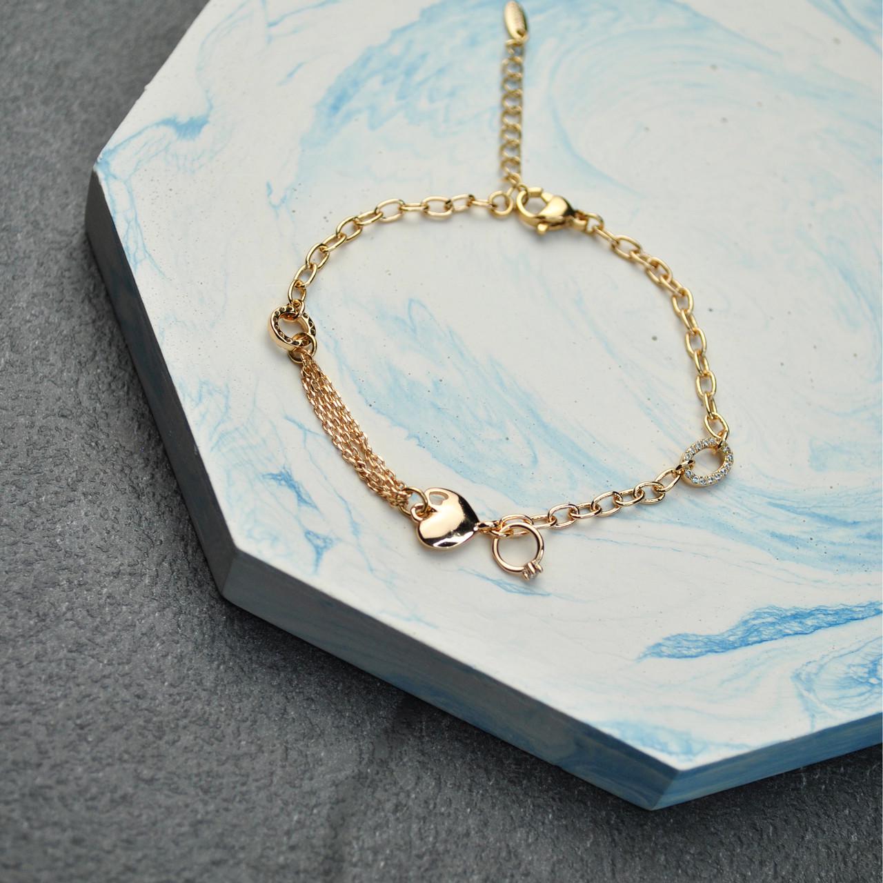 Браслет комбинированный со вставками медицинская сталь позолота (x083)