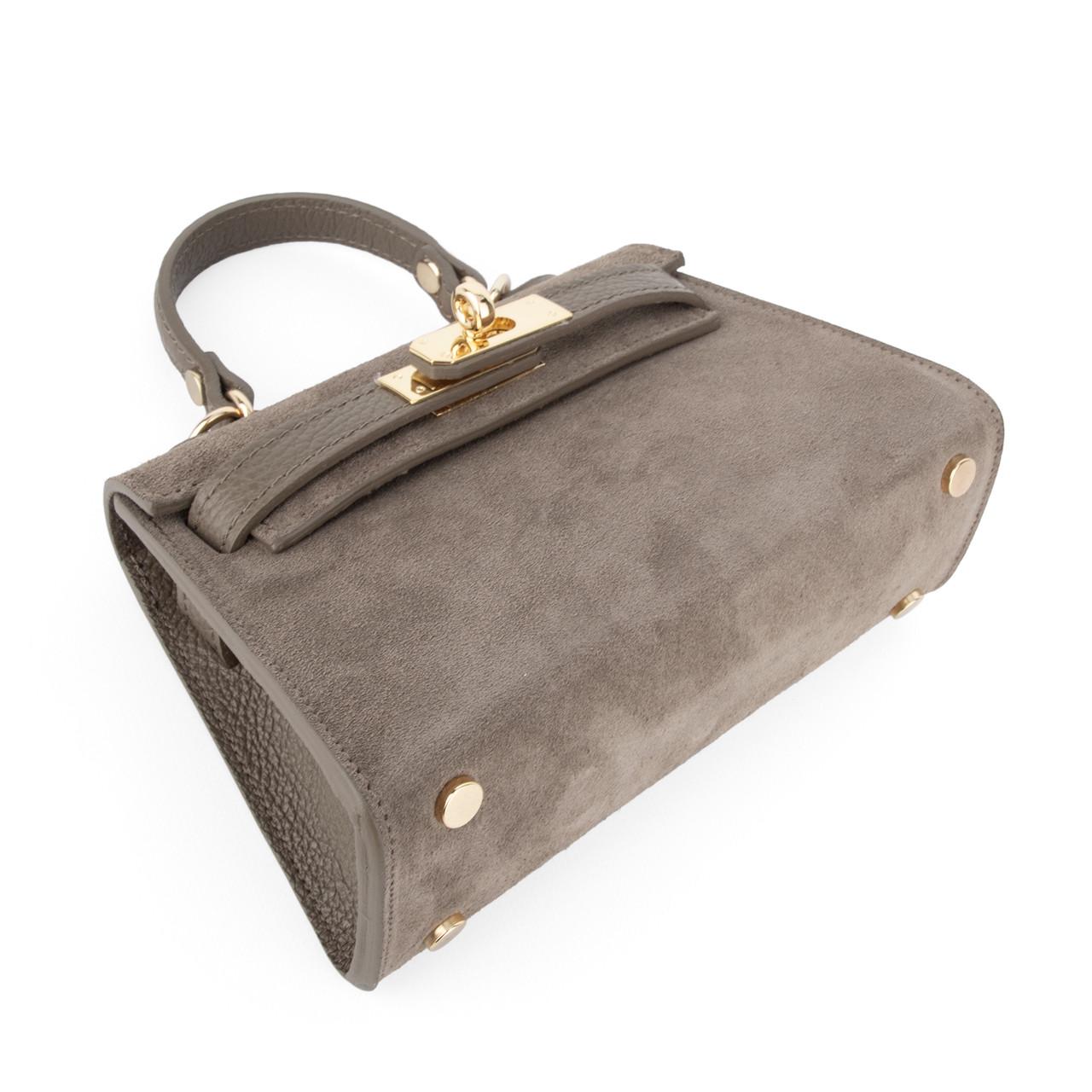 Жіноча сумка маленька замшева Virginia Conti 04011 Темний тауп (2791344857) - фото 5