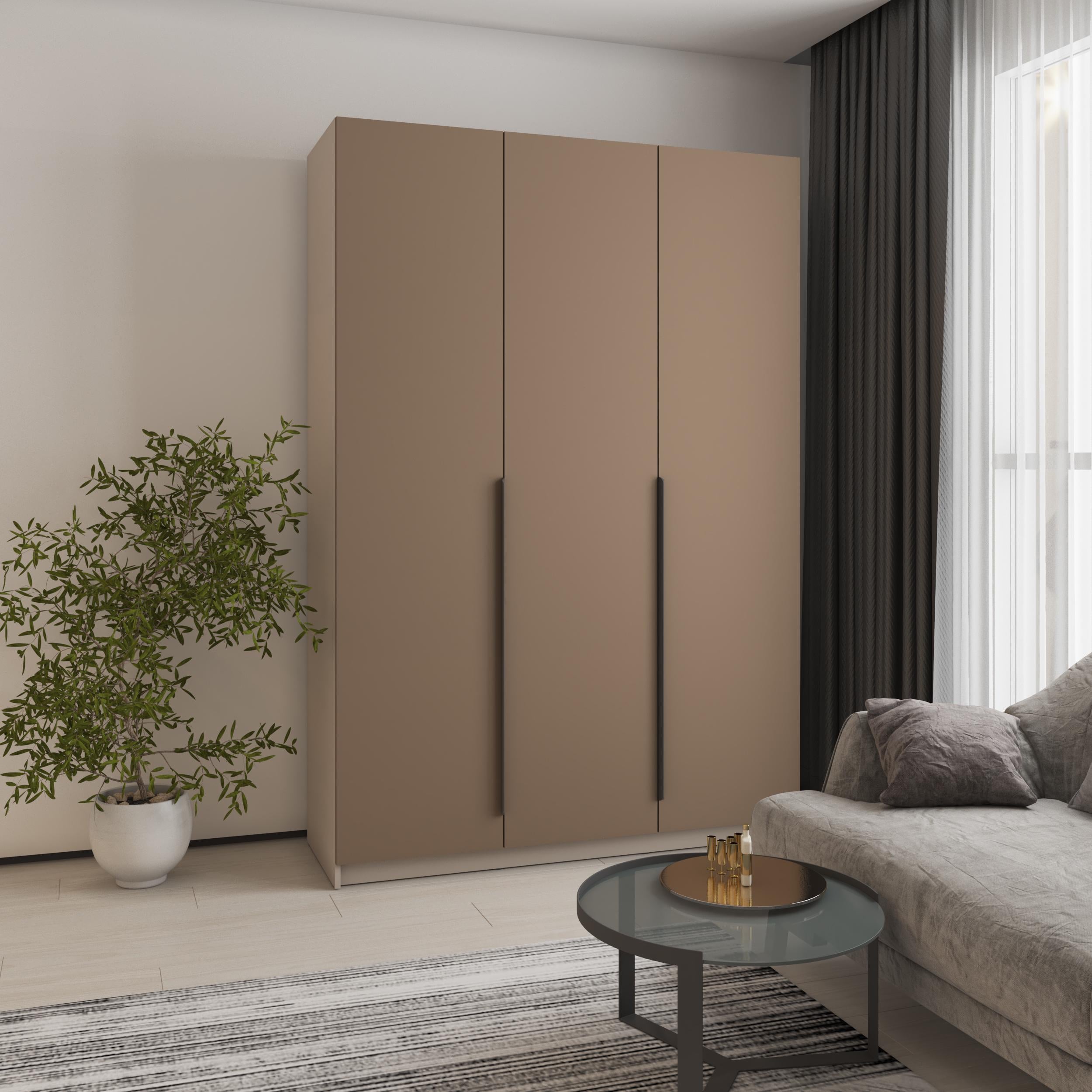 Шкаф 3-дверный MebelStar Оскар МДФ Ultra Mat BL-B стандарт 150x52x220 см Кашемир/Латте (MBS-5702)