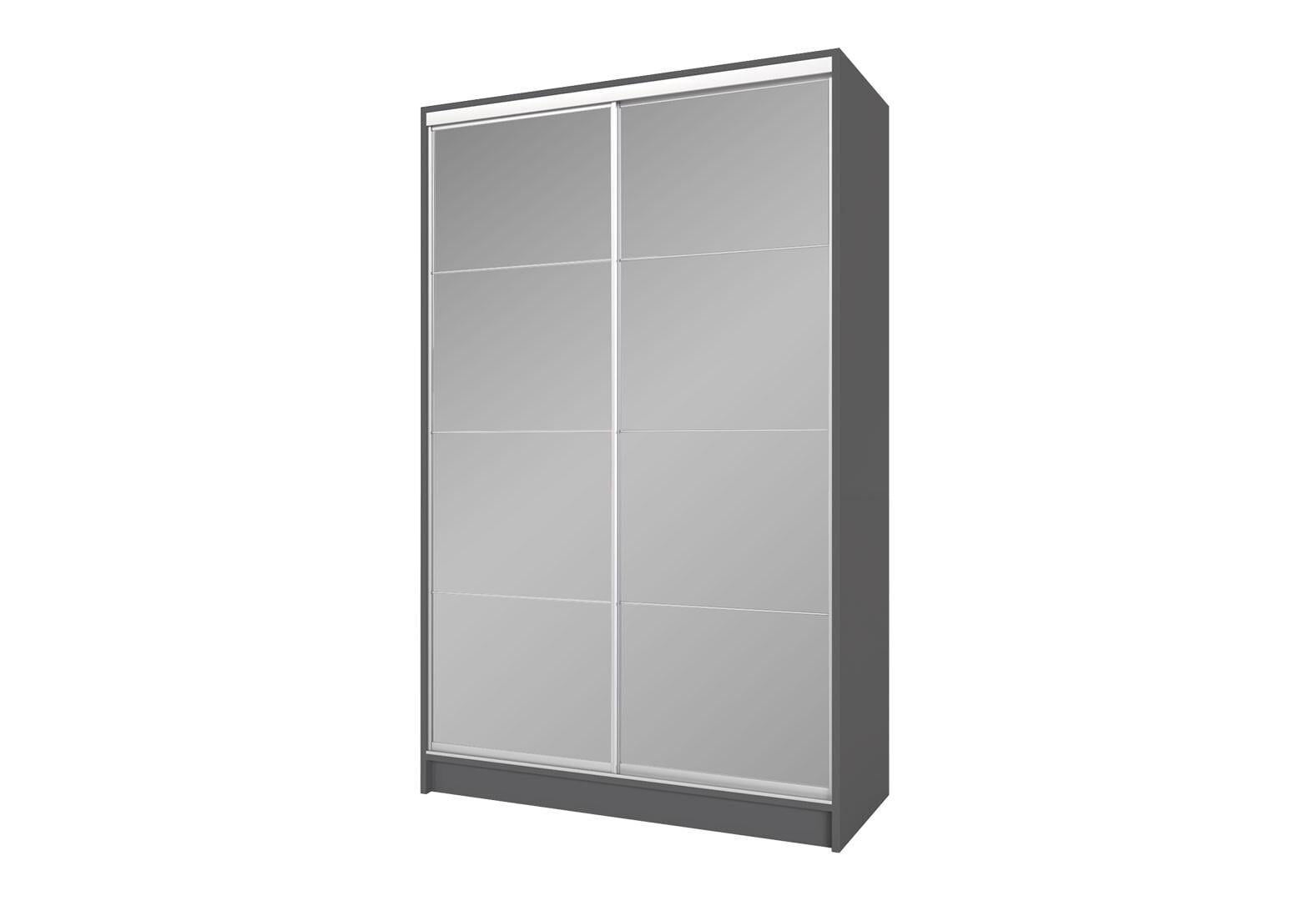 Шафа-купе Київський стандарт 2Д 1500х2400х600 мм комбіновані 7_7/2 дзеркало Графітовий/Антрацитовий (112298)