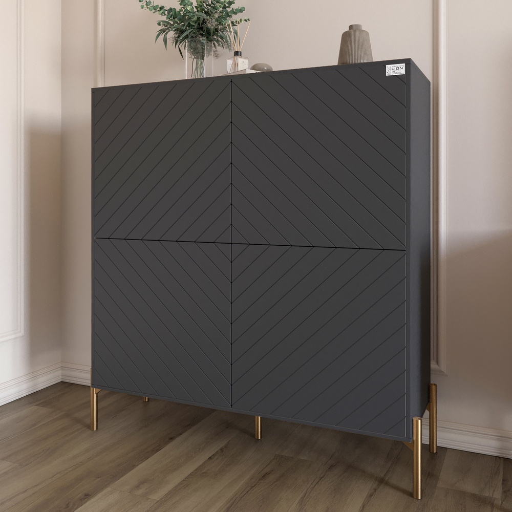 Комод-пенал Lion Амарант 114x40x126,5 см Антрацит/Графитовый (LION-042034)