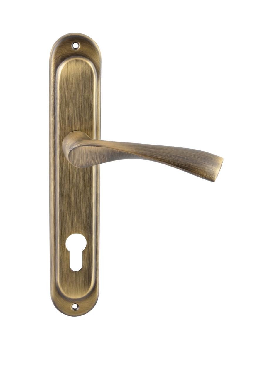 Ручка на планке под цилиндр 85 мм Doganlar NEON Бронза античная (D2-AB)