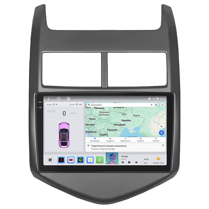 Автомагнитола штатная Lesko для Chevrolet Aveo II 2011-2020 4/64 QLED CarPlay 4G Wi-Fi GPS Prime 9" (22391824)