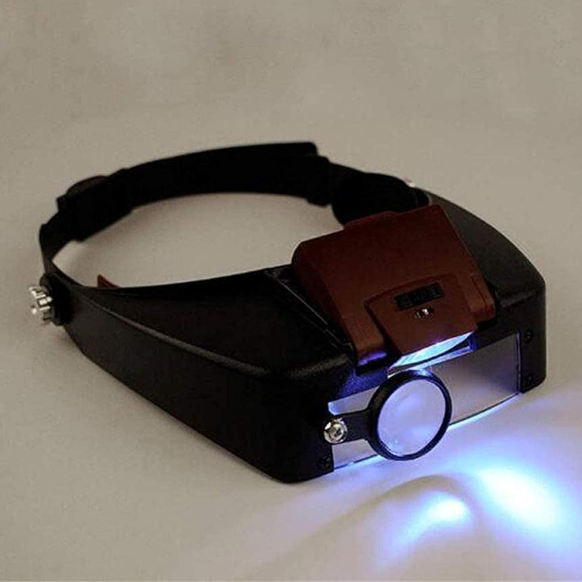 Лупа бинокулярная налобная MG81007-A с LED подсветкой/монокуляром 3 линзы 1,5X/3X/8,5X/10X Black/Wine Red (160419) - фото 3