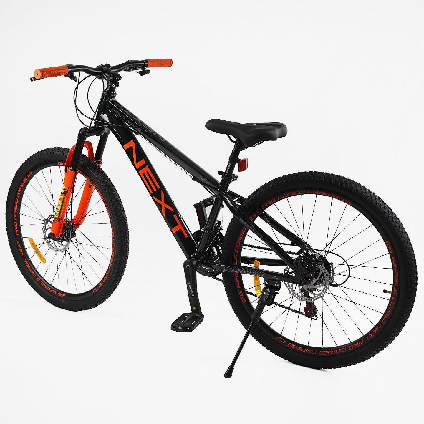 Велосипед горный Corso Next алюминиевый 26"/13" Черно-оранжевый (795701166) - фото 3