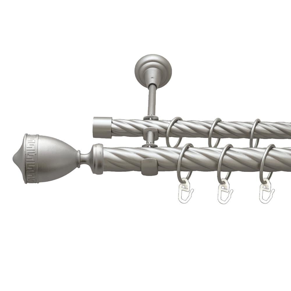 Карниз металлический Orvit Афина двухрядный открытый/скрученная труба/кольцо металлическое Сатин 25/19 мм 300 см (00-00023631)
