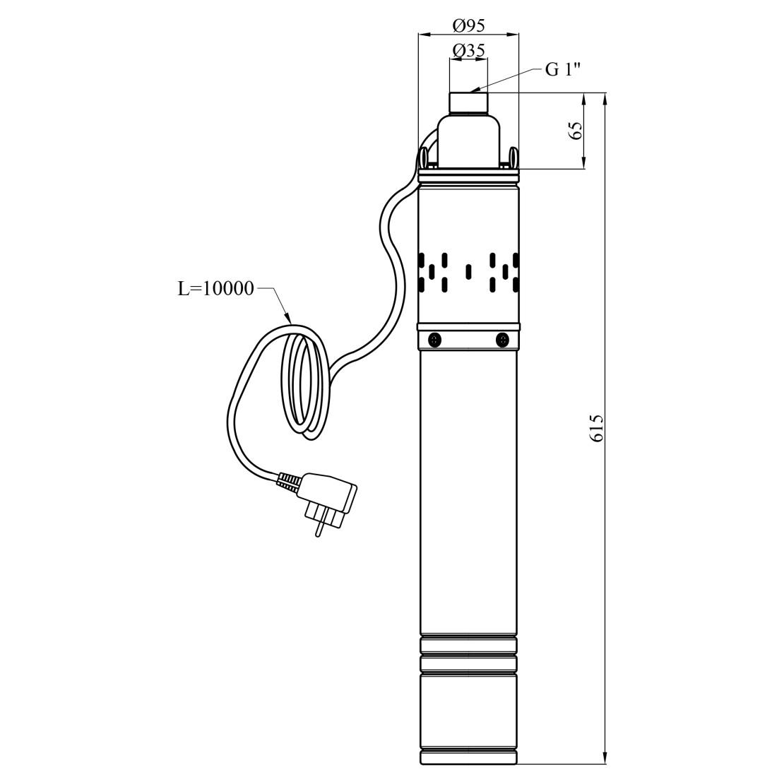 Насос глибинний шнековий Agua 4S QGD2,4-130-0,75 з вбудованим конденсатором (CV035074) - фото 2