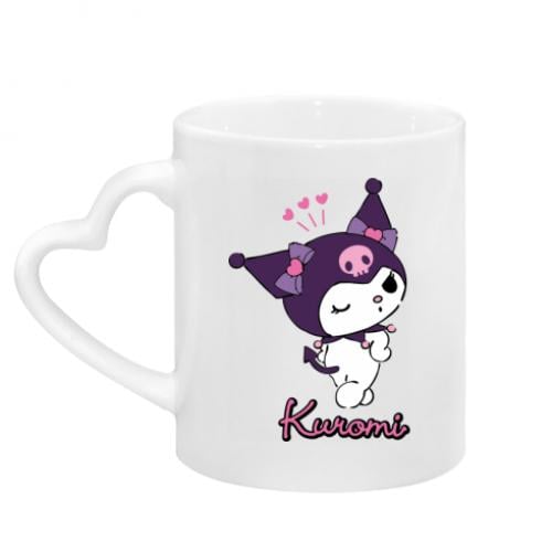 Чашка с ручкой в виде сердца Kuromi Wink 320 мл Белый (18312053-1-207291)