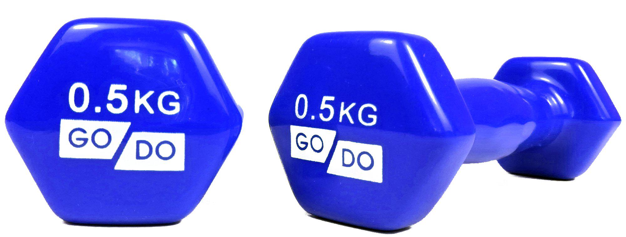 Гантелі EasyFit GoDo з вініловим покриттям 0,5 кг Синій (EF-GD05BL) - фото 1 Гантелі EasyFit GoDo з вініловим покриттям 0,5 кг Синій (EF-GD05BL) - фото 1