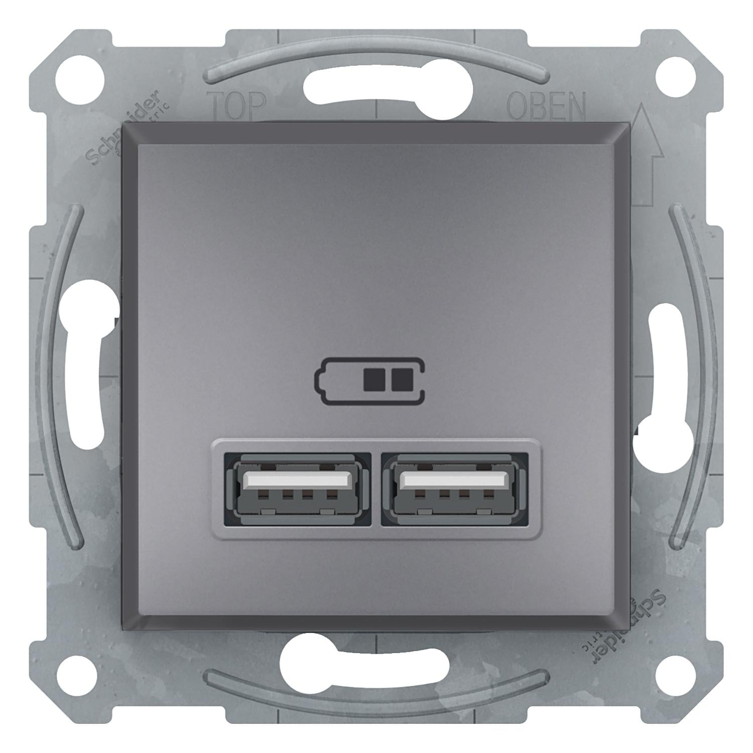 Розетка USB Schneider Electric Asfora 2,1A Стальной (EPH2700262)