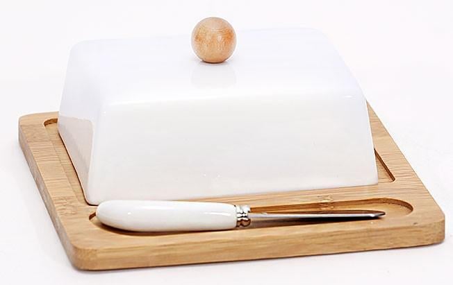 Масленка с ножом на бамбуковой подставке Naturel 289184 Масленка с ножом на бамбуковой подставке Naturel 289184