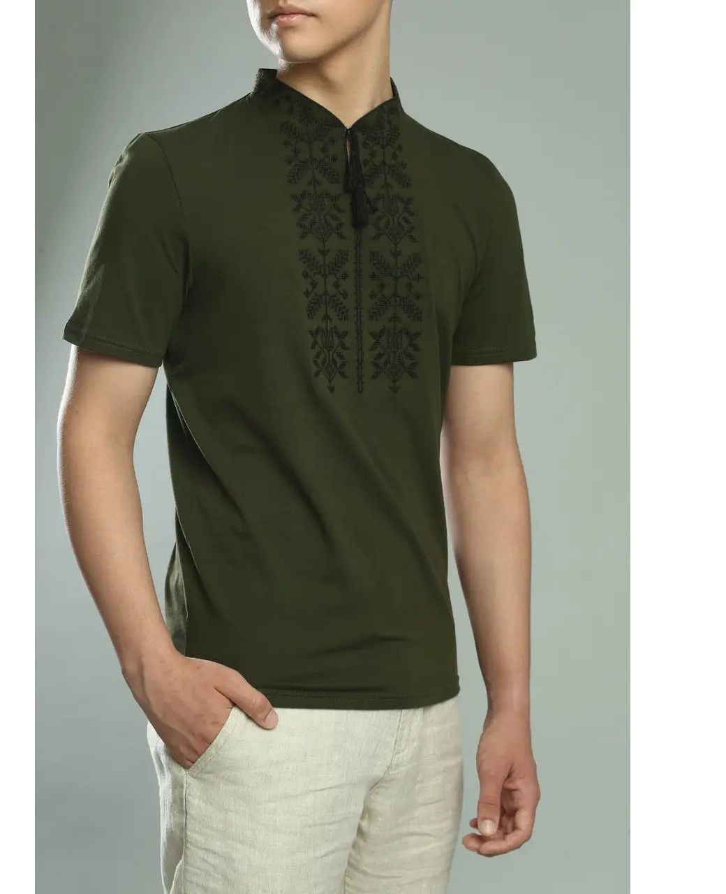 Футболка-вышиванка мужская трикотажная 2XL Хаки (М-42-2xl) - фото 4 Футболка-вышиванка мужская трикотажная 2XL Хаки (М-42-2xl) - фото 4