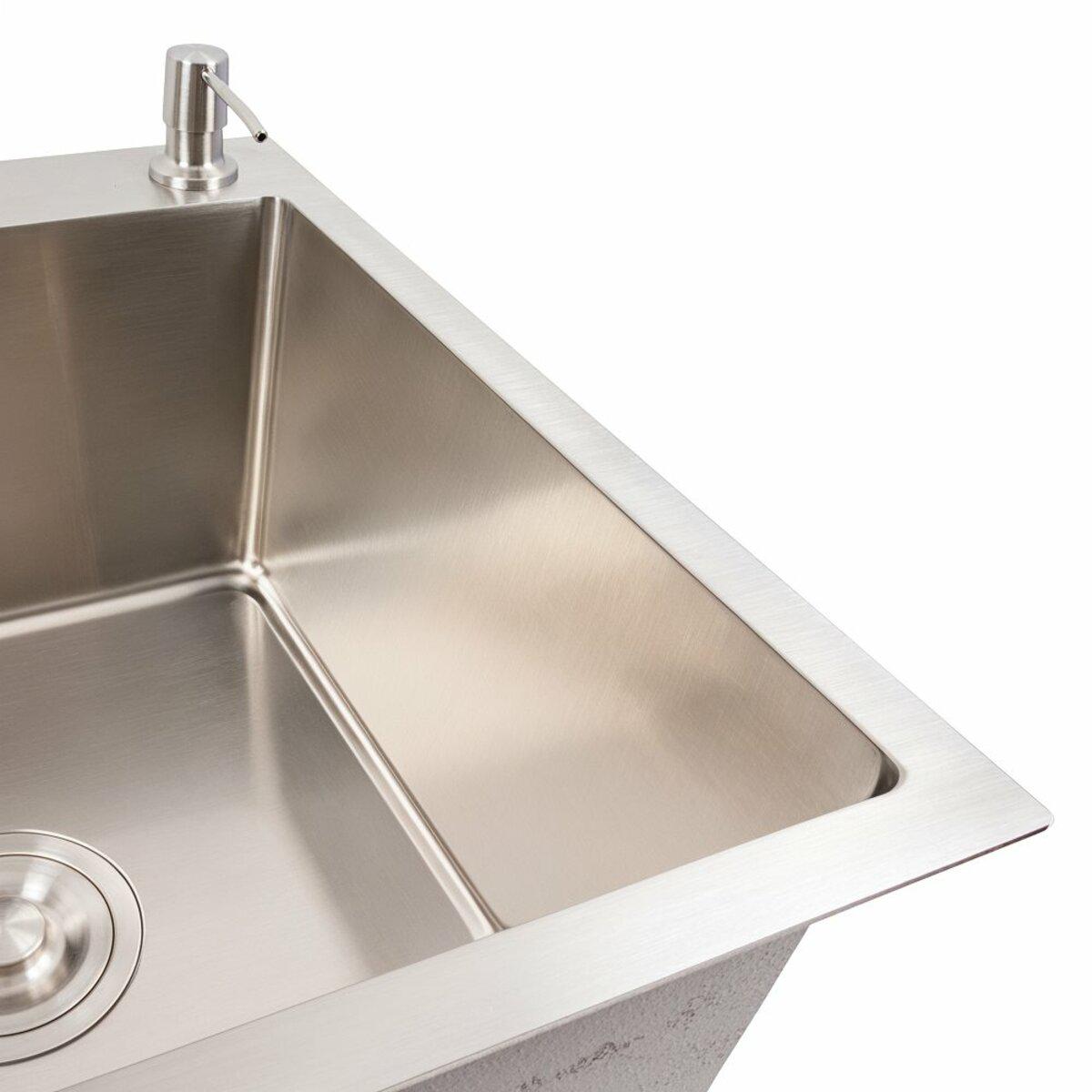 Мийка Valeso Handmade нержавіюча сталь із змішувачем FC-1 з висувною лійкою 65x50 см (132413) - фото 7 Мийка Valeso Handmade нержавіюча сталь із змішувачем FC-1 з висувною лійкою 65x50 см (132413) - фото 7