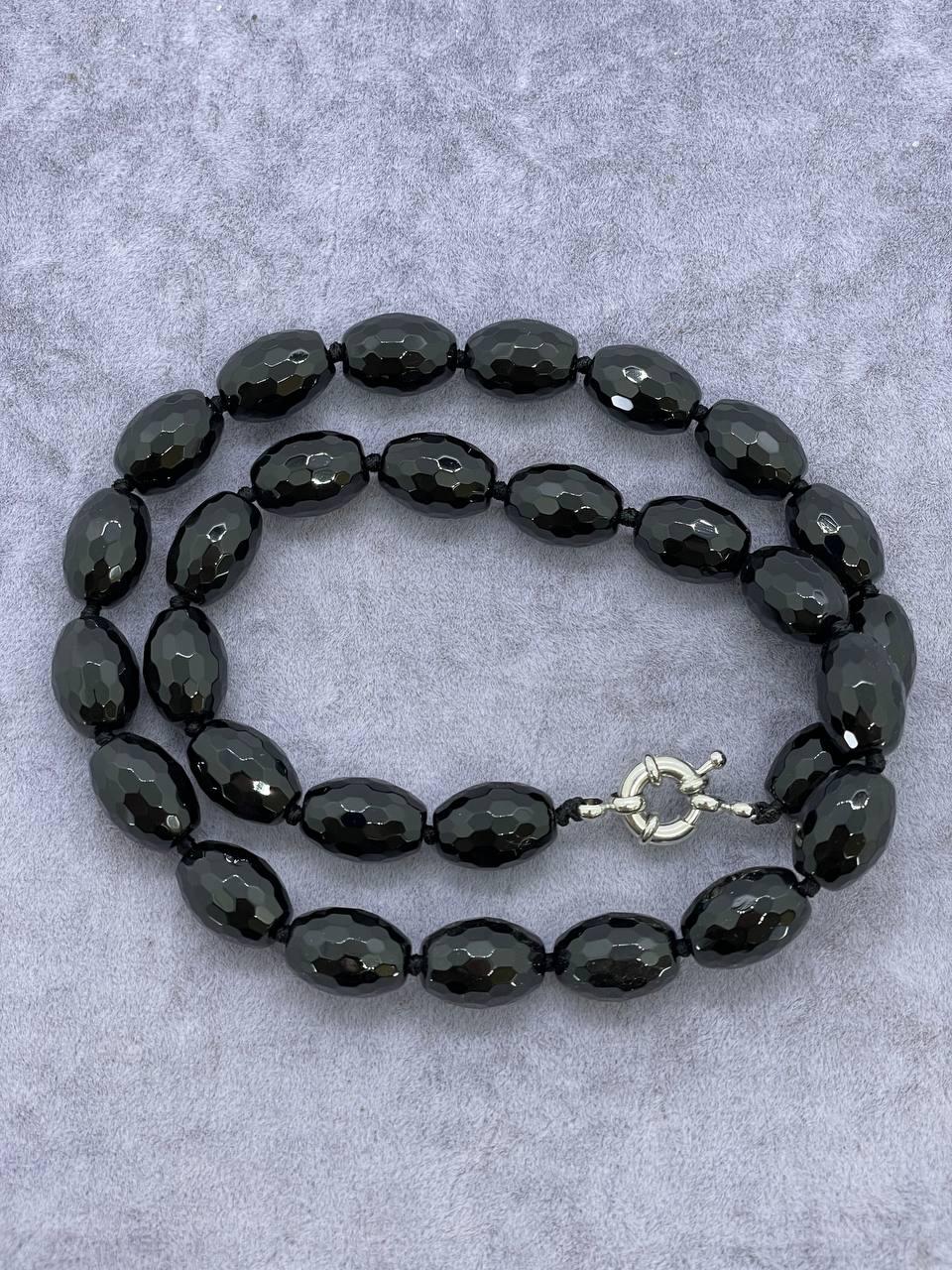 Бусы агат 45 см Черный (9862)