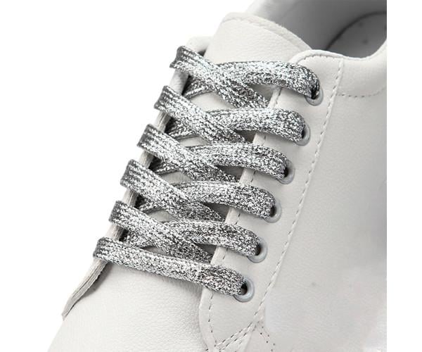 Шнурки перламутрові блискучі для взуття 1,6 м Срібний - фото 1 Шнурки перламутрові блискучі для взуття 1,6 м Срібний - фото 1