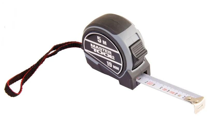 Рулетка MasterTool с 2 фиксаторами полотна нейлоновое покрытие 5 м 19 мм (60-5019)