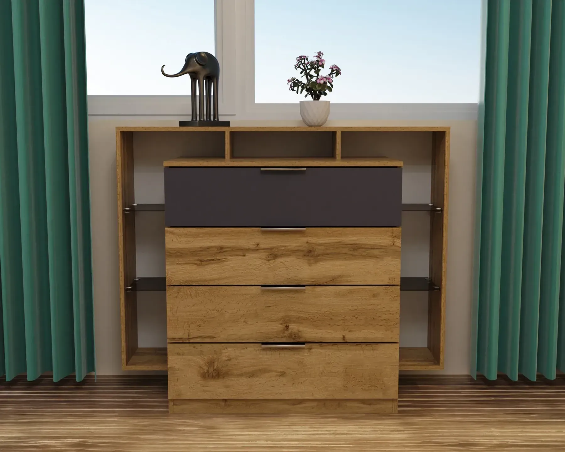 Комод Kontinent Кристалл 120х45х100 см Дуб Аппалачи/Антрацит (59186237) Комод Kontinent Кристалл 120х45х100 см Дуб Аппалачи/Антрацит (59186237)