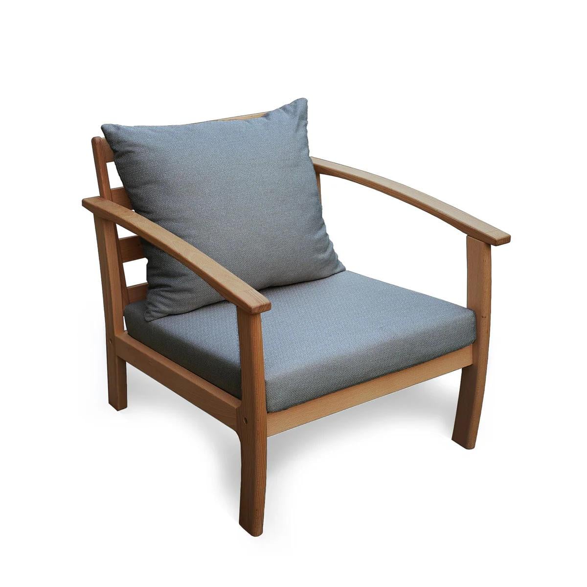 Кресло в гостиную Woodman Legato из массива дерева бук/ткань grey Карамель (53212)