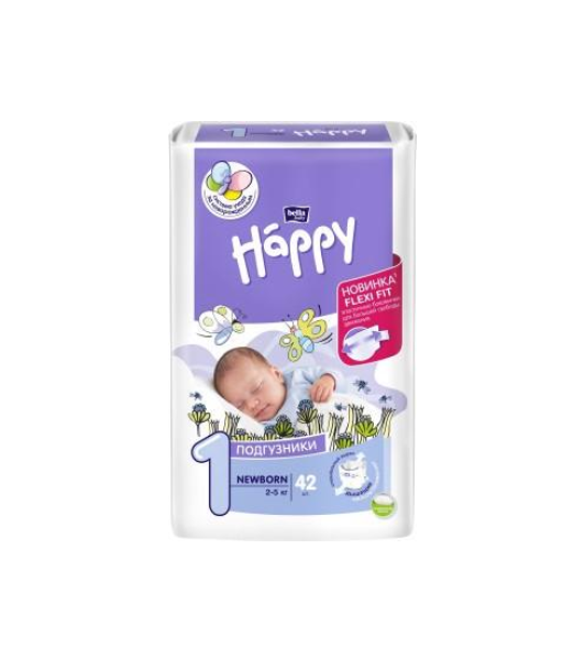 Подгузники детские Happy 1 New Born 2-5 кг 42 шт.