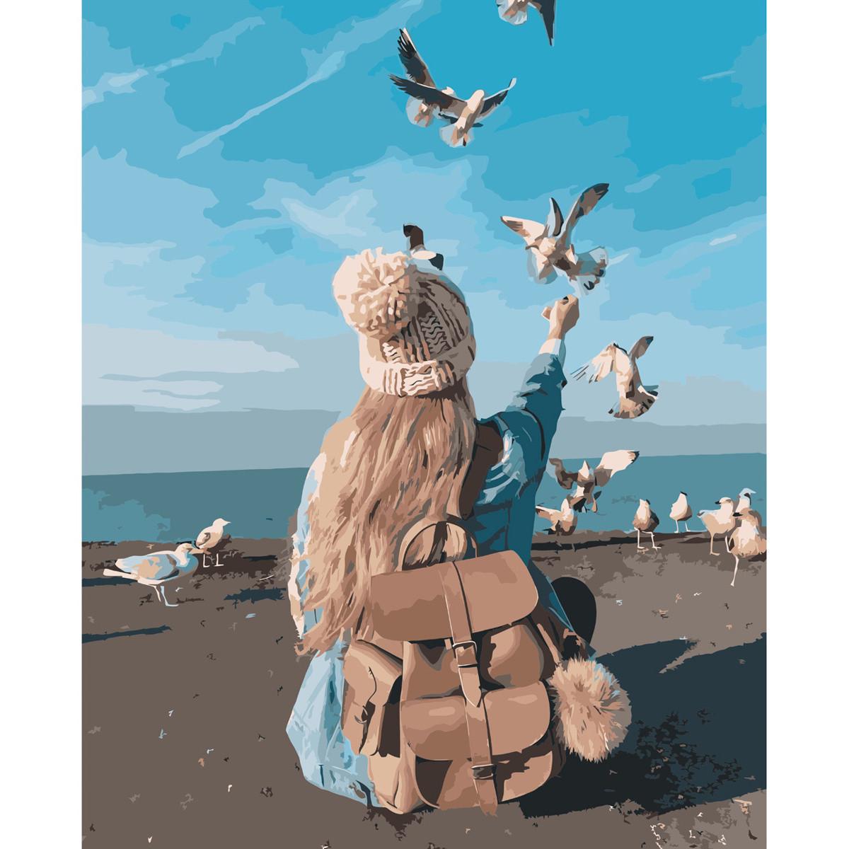 Картина по номерам Strateg Премиум Свобода у воды с лаком 40х50 см (VA-3654)