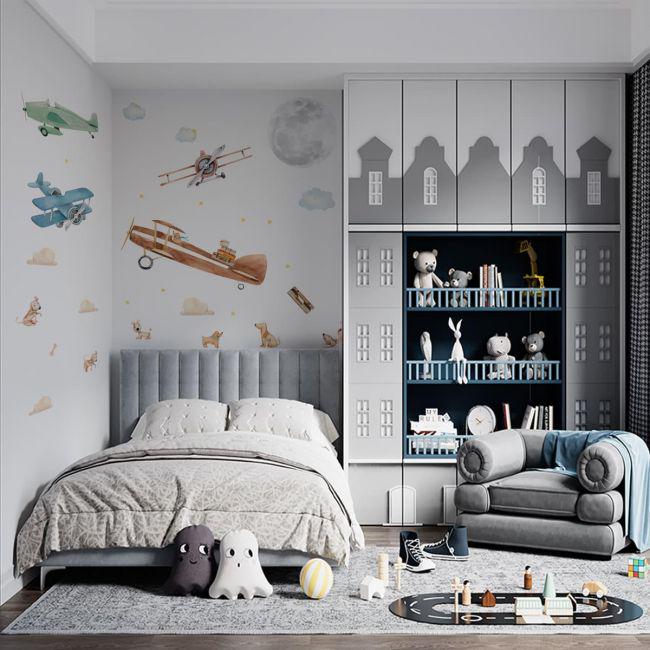 Стикеры детские на стену Sticker Wall SW-00000994 Самолеты 60х120 см 3 листа 180х120 см