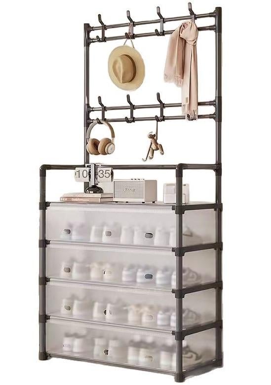 Вешалка-стойка напольная для одежды и обуви RIAS Multifunctional Integrated Rack 60,5x29x192 см White (3_08685)