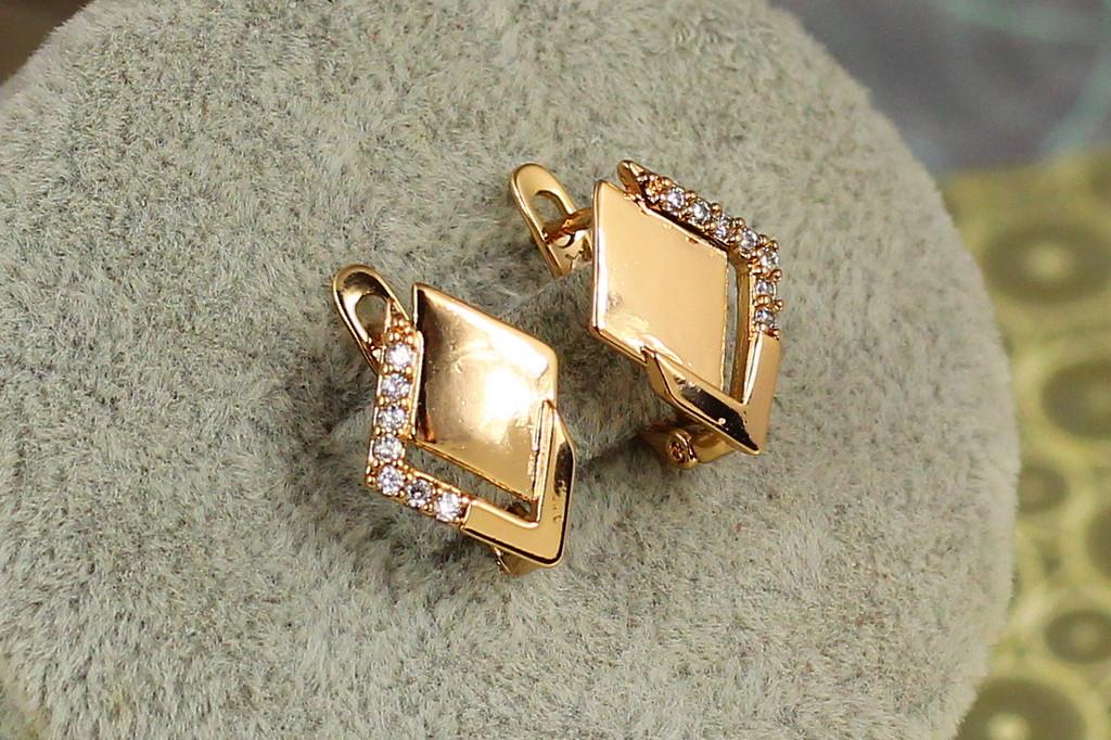 Серьги Xuping Jewelry Двойной ромб 1,5 см Золотистый (2426144268)