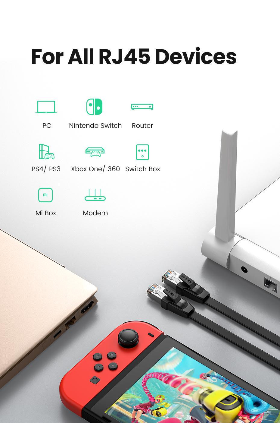 Интернет-кабель UGREEN Cat.8 U/FTP 40 Гбит/с 2000 МГц Lan RJ45 RJ 45 0,5 м Черный (10979) - фото 5 Интернет-кабель UGREEN Cat.8 U/FTP 40 Гбит/с 2000 МГц Lan RJ45 RJ 45 0,5 м Черный (10979) - фото 5