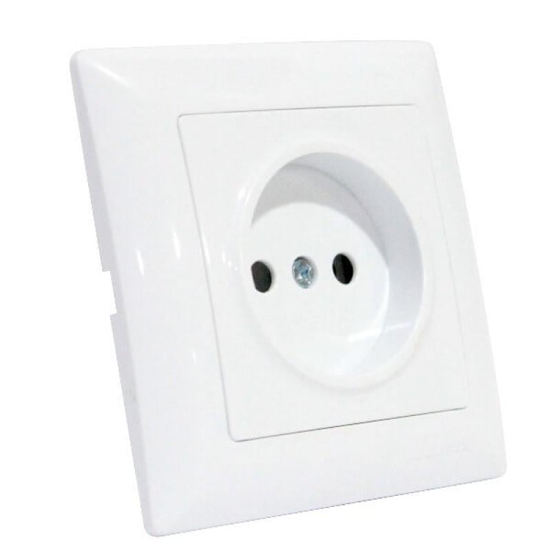 Розетка одинарная HOROZ ELECTRIC 112-005-0008-010 Tina пластик без заземления IP20 220V Белый (29176856)