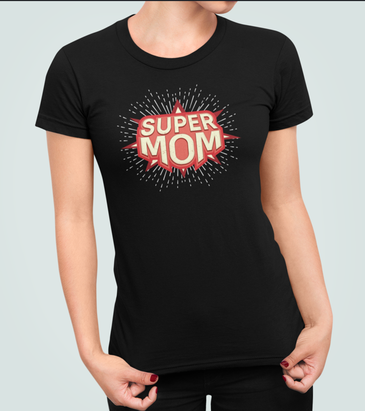 Футболка Женская Stedman с принтом Super mom 2 M Черный