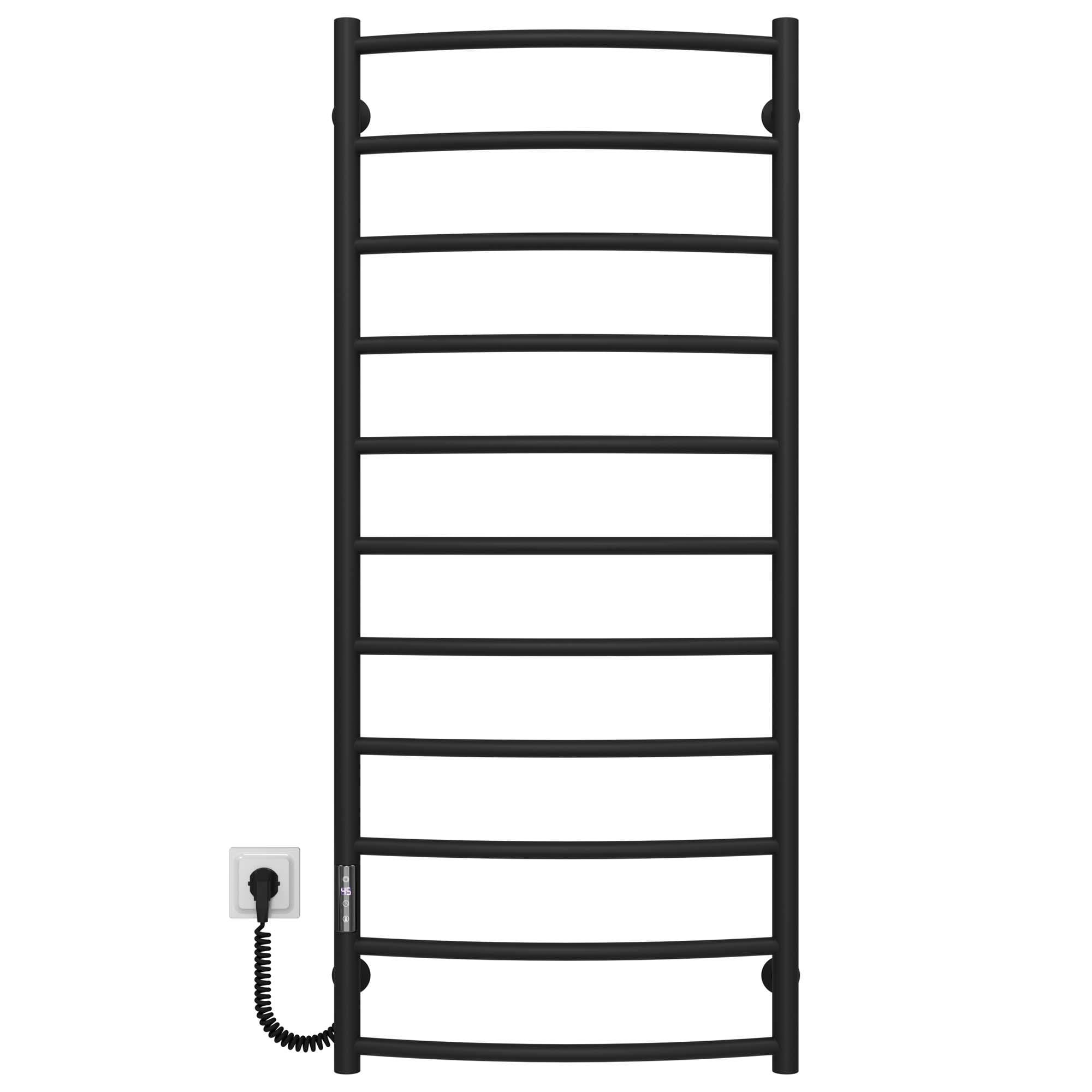 Полотенцесушитель электрический Deffi Классик П11 JD03 левое подключение нержавеющая сталь 500x1200 мм Черный (C.DK.120.50.11.EBL1)