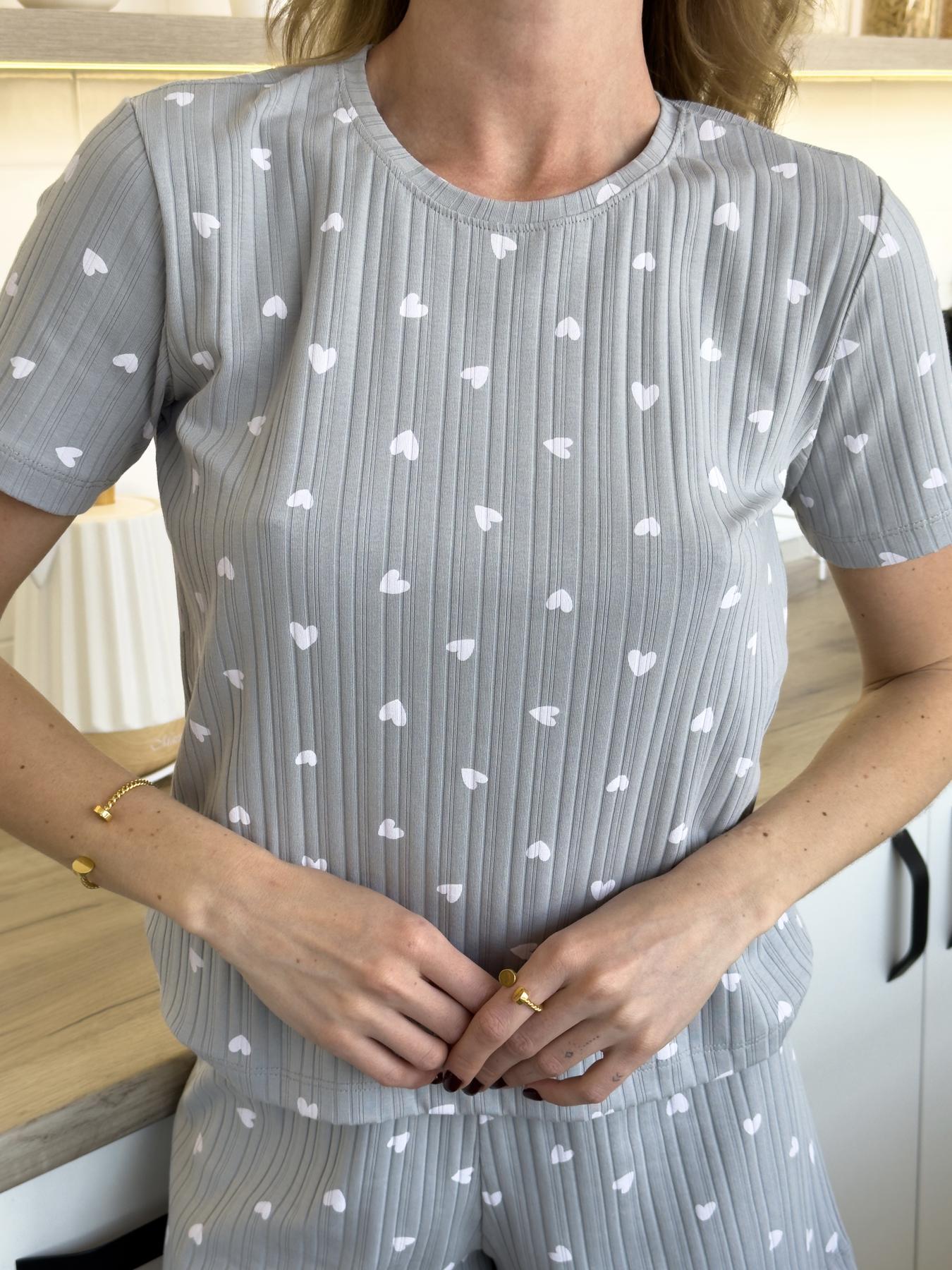 Пижама женская Cloudy Heart Сердечки футболка/шорты S-M Серый (GH02) - фото 4 Пижама женская Cloudy Heart Сердечки футболка/шорты S-M Серый (GH02) - фото 4