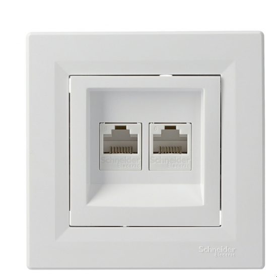 Розетка компьютерная Schneider 2-я RJ45 кат.6/UTP Asfora Белый (EPH4800121)